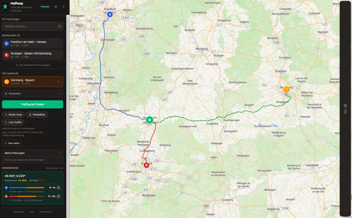 Treffpunkt mit gemeinsamer Weiterfahrt